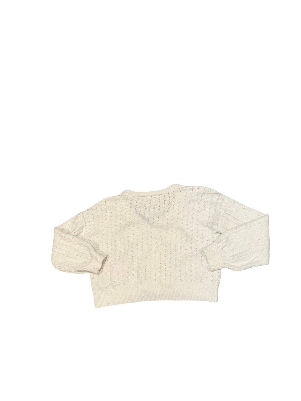 Cream V-Neck Floral Appliqué Cropped Cardigan - Picture 2 of 3
